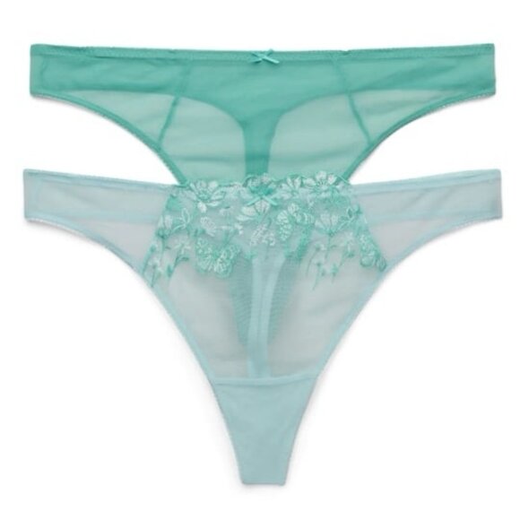 Joyspun Plus Embroidery Mesh Thong Panty 2-Pack Size XXXL 22 Aqua NWT - Picture 1 of 2